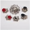 Image 2 : 6pc Rhinestone Button-Back Ornaments and Brooch