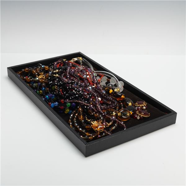 Assortment of Costume Beaded Necklaces and Intaglio Earrings