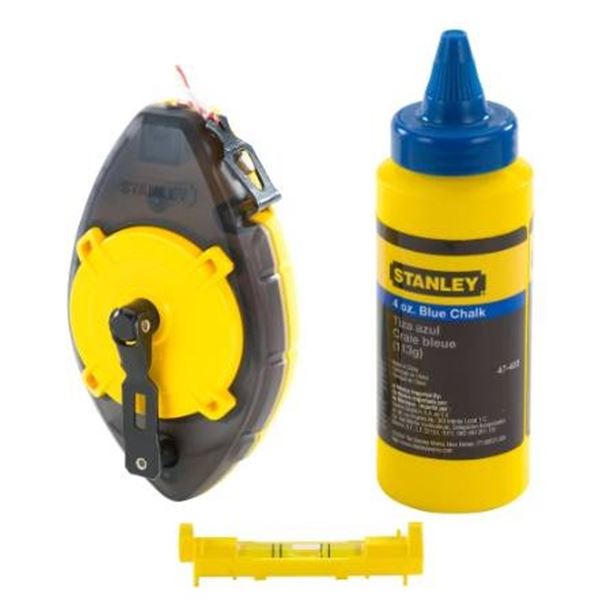 Stanley PowerWinder Chalk Line Reel and Chalk, 100 Ft / 30m