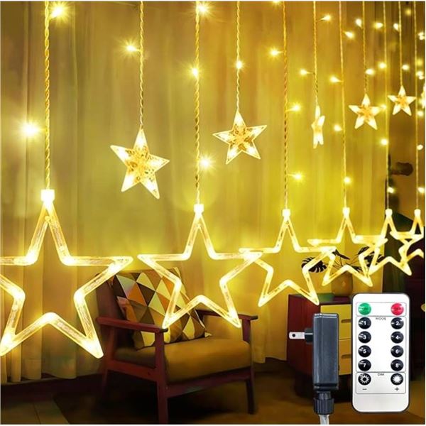 ACAN Star Curtain Lights with 138 LEDs and 8 Flashing Modes