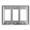 Image 1 : Eaton 93403-B0X 3-Gang Stainless Steel Wall Plates – Lot of 5