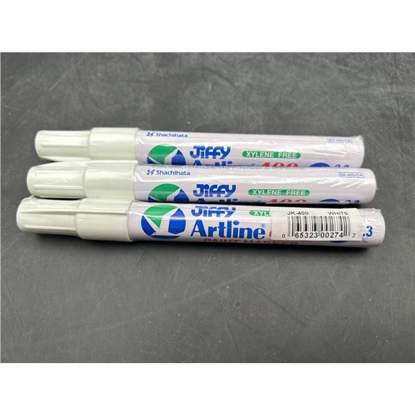3 Artline 34 XF White Paint Markers – Xylene Free