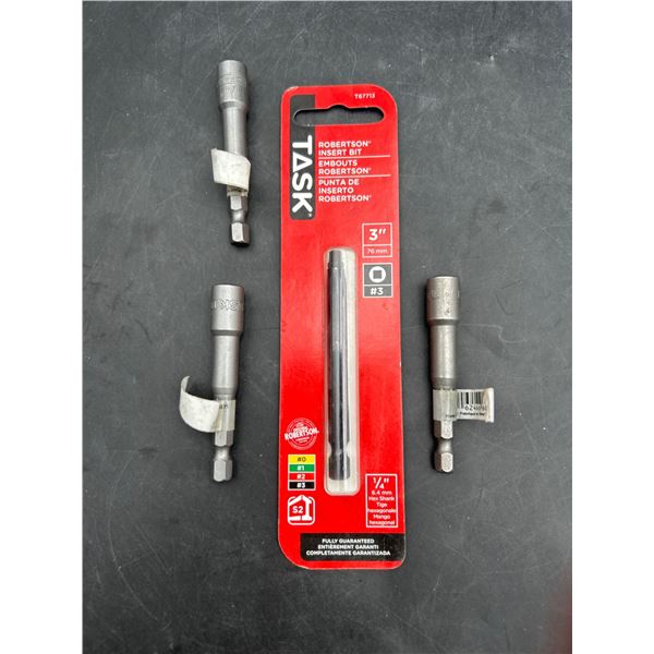 Task T67713 Robertson Insert Bit and Three Hex Drive Bits Set