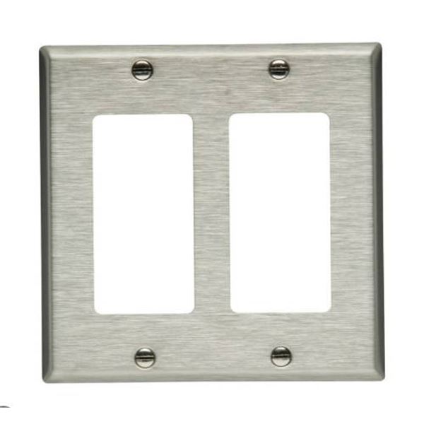 LOT OF 6 Eaton 93402-SPL Duplex Wall Plates, Stainless Steel