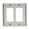 Image 1 : LOT OF 6 Eaton 93402-SPL Duplex Wall Plates, Stainless Steel