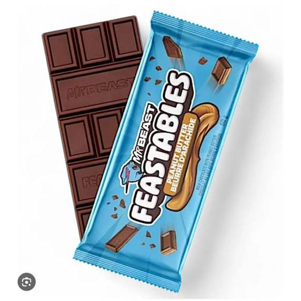 MrBeast Feastables Milk Chocolate Peanut Butter Bars 10-Pack, 600g