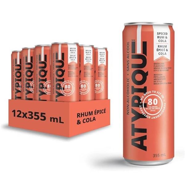 Atypique Spiced Rum & Cola Non-Alcoholic Drink, 12 x 355 mL Cans