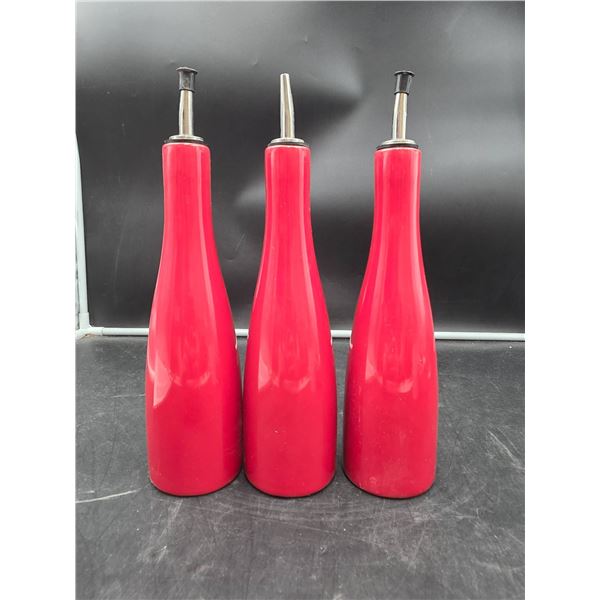 Lot of 3 Danesco Inc. Red Oil / Vinegar Dispensers