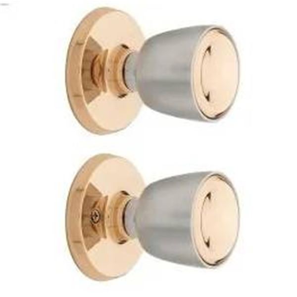 Weiser Elements Passage Door Knob Set – Brushed Steel and Brass
