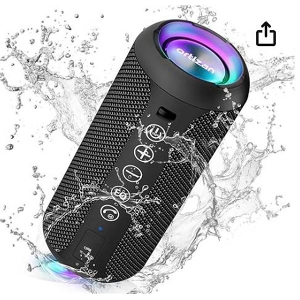 Ortizan X10 Wireless Speaker with RGB Light Show and IPX7 Waterproof, Black