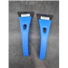 Image 1 : Two Blue Plastic Windshield Scrapers with Black Blades