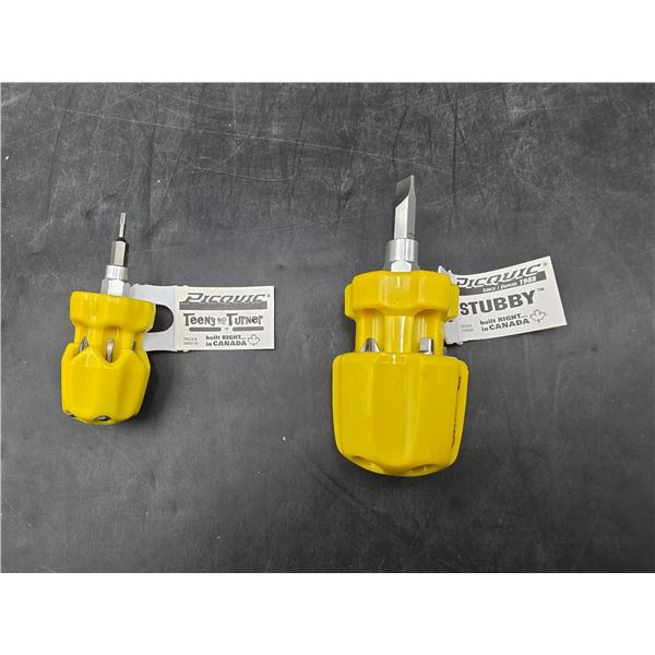 Two-Piece Set of Picquic Multi-Bit Screwdrivers with Yellow Handles