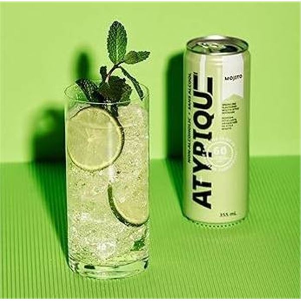 Atypique Non-Alcoholic Mojito Sparkling Beverage, 12 x 355 mL Cans