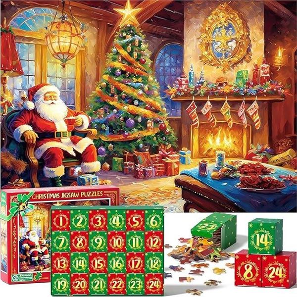 1000-Piece Christmas Jigsaw Puzzle With Santa and Tree Design, Ages 6+