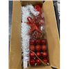 Image 4 : 20-Inch Artificial Mini White Christmas Tree with Decorations, Red Theme
