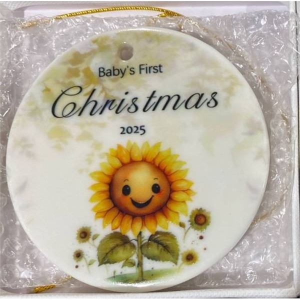 Lot of 12 Assorted Ceramic Christmas Ornaments Featuring Baby’s First Christmas Designs (20