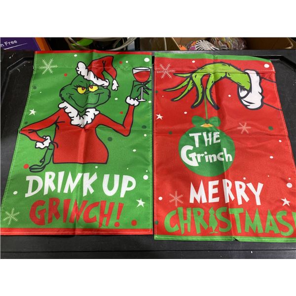 6 Holiday-Themed Grinch Outdoor Flags With Multiple Designs