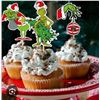 Image 1 : Christmas Grinch Cupcake Decorations with Stand