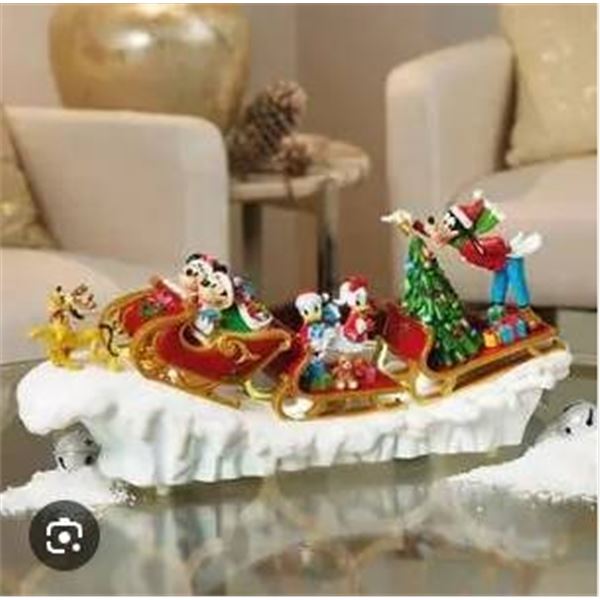 Disney Holiday Sleigh With Lights and Music Figurine Set