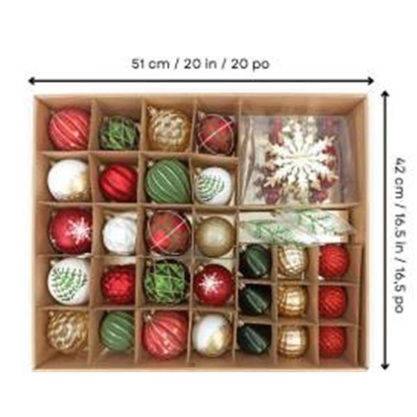 78-Piece Set of MULTI COLORED Assorted Holiday Ornaments with Snowflake