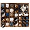 Image 1 : 78-Piece Set of BLACK Assorted Holiday Ornaments with Snowflake