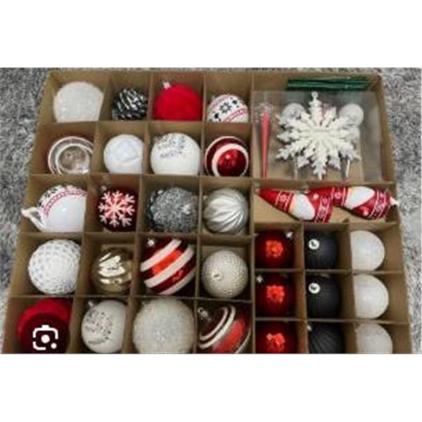 78-Piece Set of RED Assorted Holiday Ornaments with Snowflake