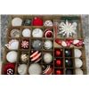 Image 1 : 78-Piece Set of RED Assorted Holiday Ornaments with Snowflake