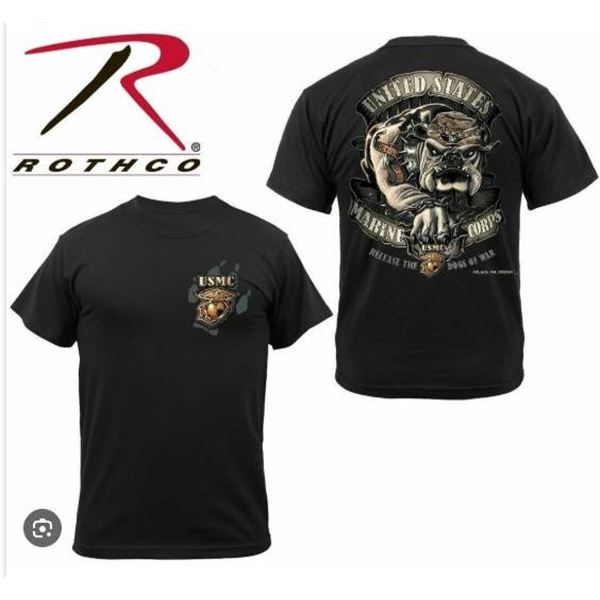 Black Ink U.S.M.C. Bulldog T-Shirt (XL) – Model RO-8D330- XXL
