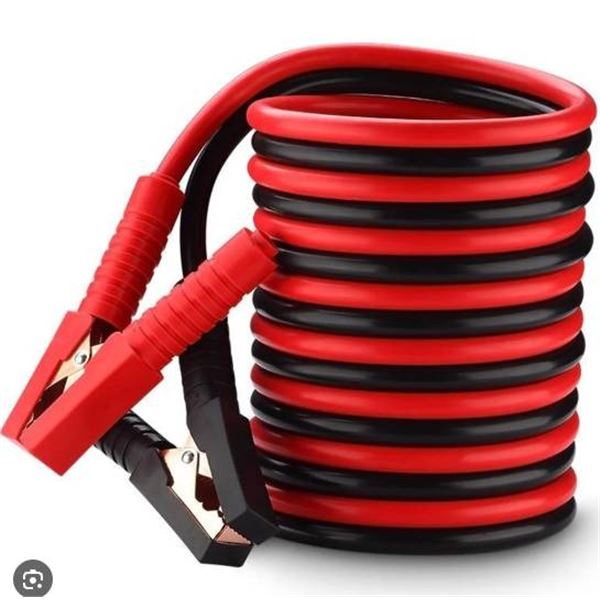 Heavy-Duty Jumper Cables with Clamps, Black and Red