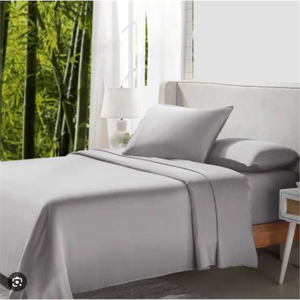Comfy Bamboo World Celeste Cloud Series 4-Piece King Sheet Set in Silver