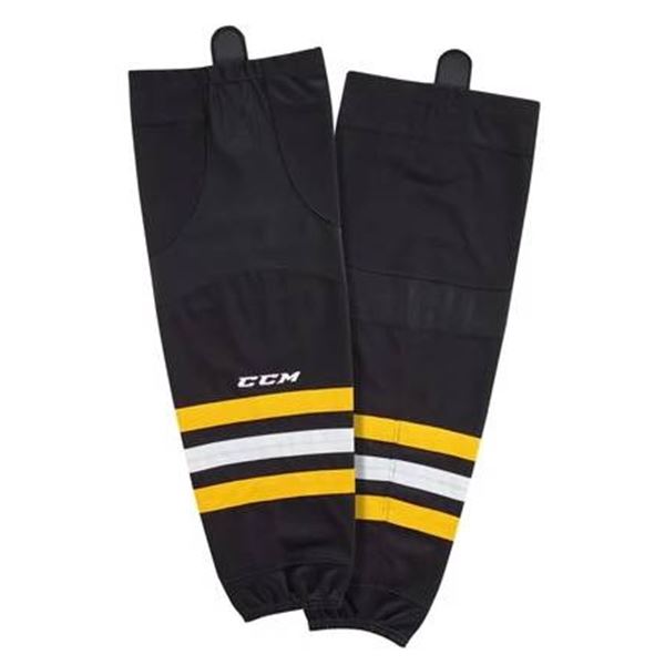 CCM SX8000 SR Edge Hockey Socks, Charcoal/Black/Gold, Senior Size