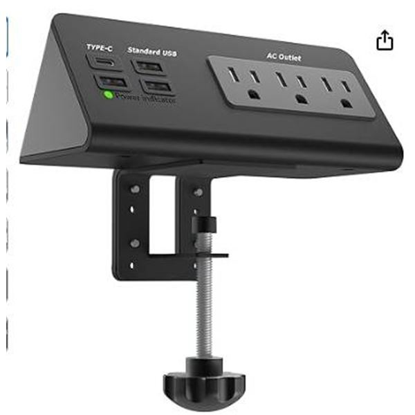 Smart Desk Clamp Power Strip with USB-C and Surge Protector
