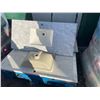 Image 1 : Lot of 3 Bathroom Vanity Tops with Integrated Sinks ***Please note damage to items in photos***