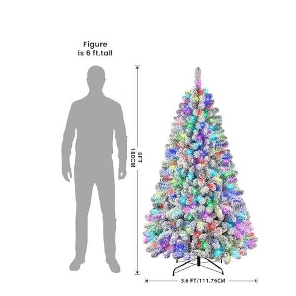 Shareconn 6-ft Pre-Lit Flocked Christmas Tree with RGB Lights