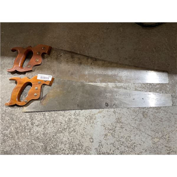 Two Hand Saws With Wooden Handles