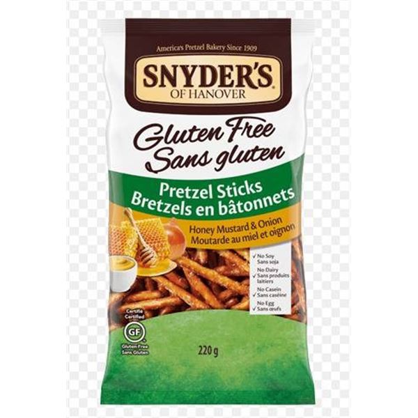 Snyder’s of Hanover Gluten Free Pretzel Sticks Honey Mustard & Onion 220g, Case of 12