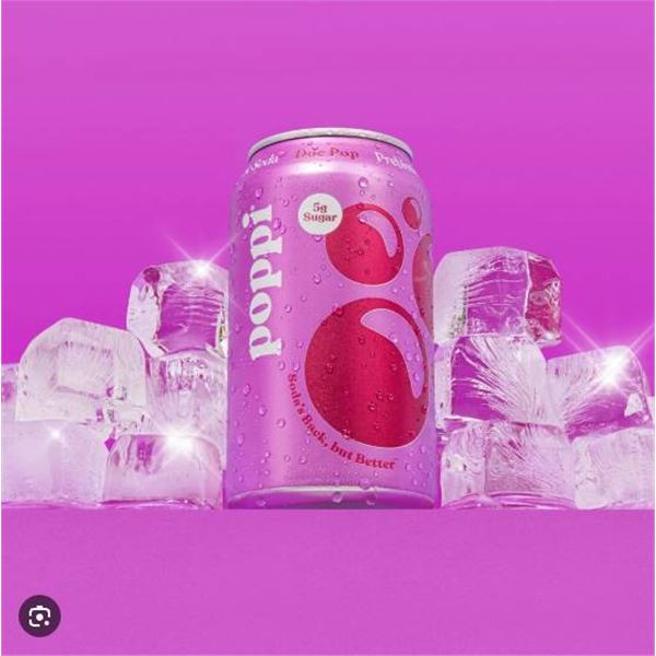 Poppy Doc Pop Soda Can Lot with Strawberry Flavor 12x355ml