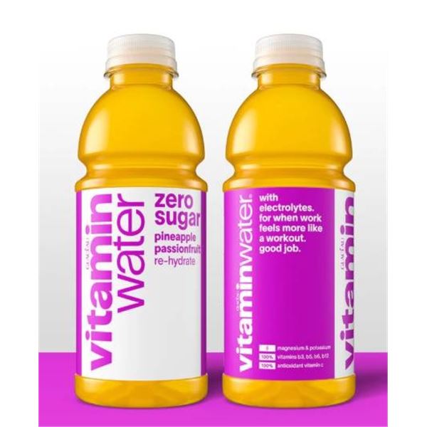 Vitaminwater Zero Sugar Bottles – Pineapple Passionfruit Flavor, 591mL, Case of 12