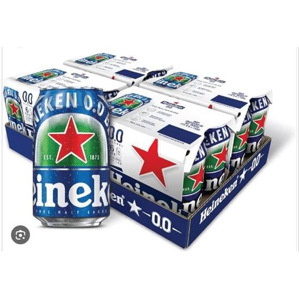 Heineken 0.0 Non-Alcoholic Beer 6-Pack Cans (x24 Total Cans)