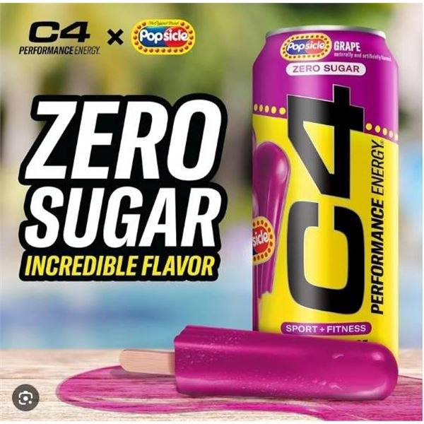 C4 Energy Popsicle Grape Energy Drink 16oz Can 12-Pack