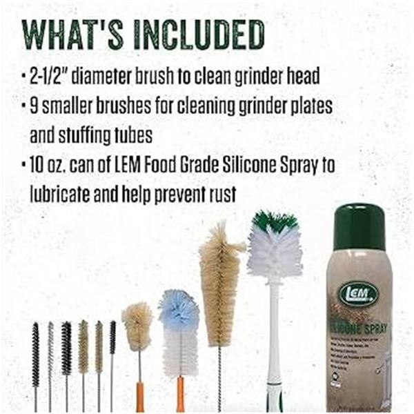 LEM Grinder Cleaning Kit with Multiple Brushes and Cleaner