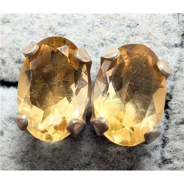 Silver Citrine 6X4Mm Earrings