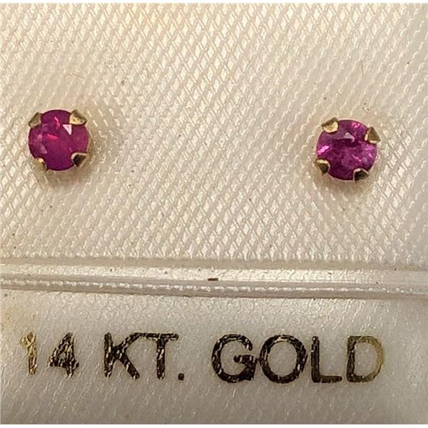 $200 14K  Genuine Ruby 3Mm Earrings