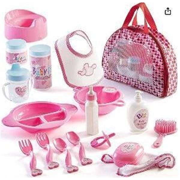 Prextex Baby Doll Accessories in Carrying Bag, 18 Pieces