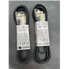 Image 2 : Woods Decor Series Fabric Covered 8 ft Extension Cords, Black, Set of 2