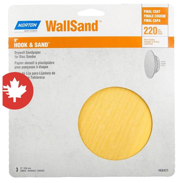 Norton Hook & Sand Drywall Sandpaper for Disk Sander – 9″ – Gr. 220 [x=#8