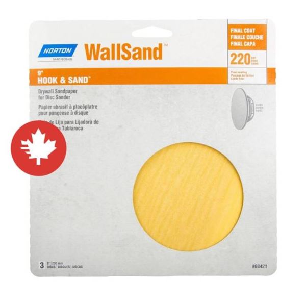 Norton Hook & Sand Drywall Sandpaper for Disk Sander – 9″ – Gr. 220 [x=#8