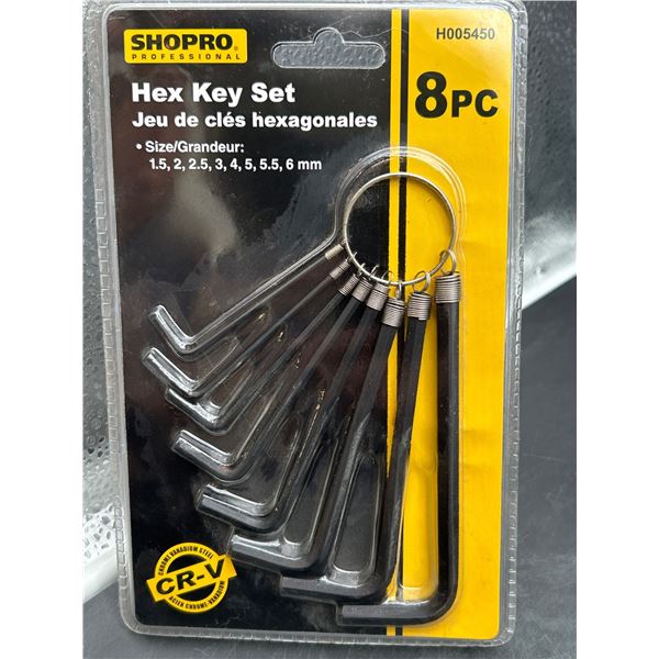 Shopro H005450 8-Piece Hex Key Set with CR-V Steel Construction