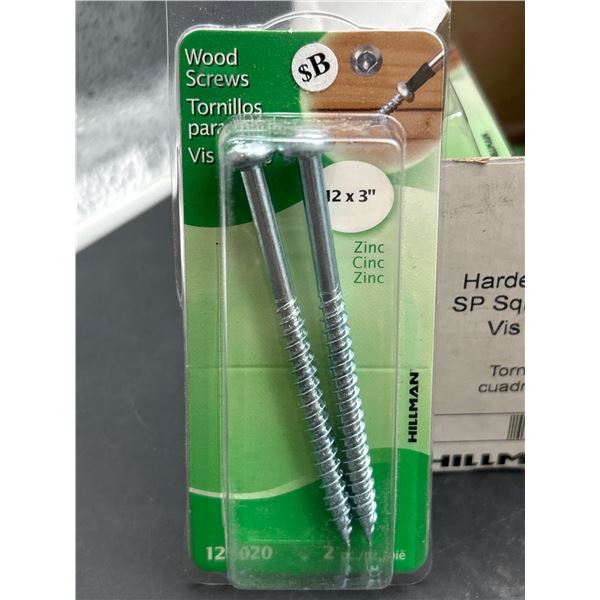 Hillman 126020 Zinc Wood Screws 12 x 3 in RH SP Sqr, Set of 6