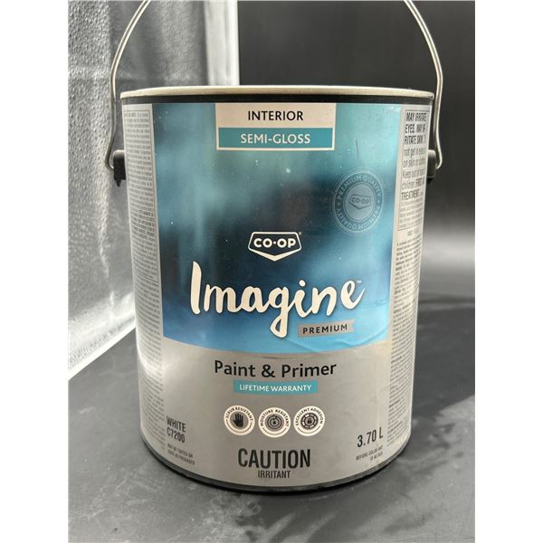 Co-Op Imagine Premium Interior Semi-Gloss Paint and Primer, 3.70 L, White